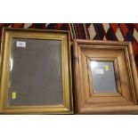 A rectangular gilt framed wall mirror with bevelled plate, 11 1/2" x 8 1/2", two pine framed mirrors