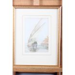 F G Rowney, 1881: watercolours, felucca on the Nile, 6 1/2" x 4 1/2", in gilt frame