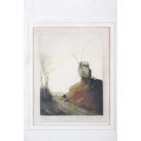 L Nosworthy: a signed colour mezzotint, "The hill at Eve after Tatton Winter", in gilt frame