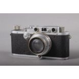 A Leica Rangefinder camera, No 234416, with Summar 50mm f1:2 No 350906, in leather case (shows signs