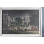 Charles Eddowes Turner: oil on canvas faced board, "Westminster Abbey, London", 19" x 29", in