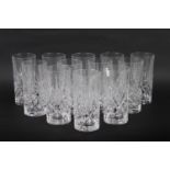 A set of twelve cut glass drinking glasses, 5 3/4" high