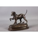 Auguste Guillon: A 19th century Animalier bronze model of a pointer bitch, on oval base, 6 3/4" high