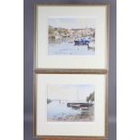 Tony Henderson: two watercolours, "Bowcombe" and "The Quay, Kingsbridge", in wooden strip frames