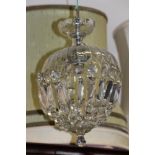 A glass drop chandelier, 8" dia
