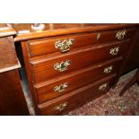 A mahogany chest of one drop front drawer and three long graduated drawers, on block base, 32"