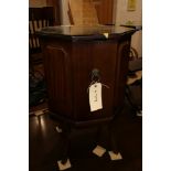 A polished as mahogany octagonal drinks table, fitted single door, on cabriole supports, 18" wide,