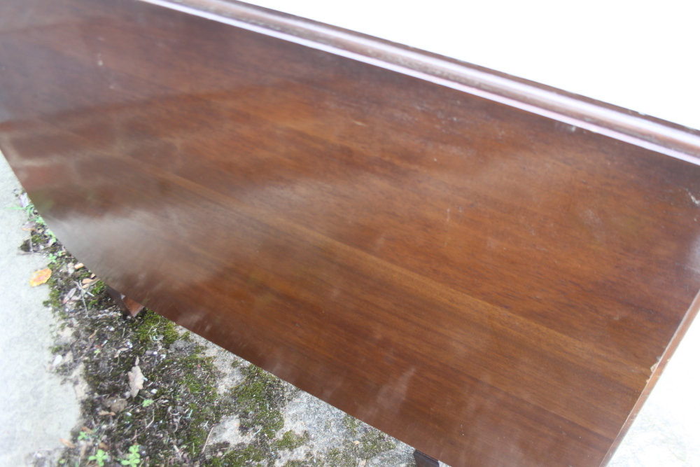 A mahogany drop leaf dining table, on square taper supports, 62" long x 36" wide x 29 1/2" high when - Image 2 of 2