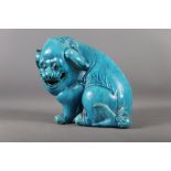 A Chinese porcelain turquoise glazed model of a zodiac beast, 9 3/4" high