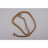 A 9ct gold flat link necklace, 17 1/2" long, 25.7g