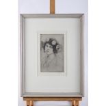 Augustus John: a signed etching with tone, "The flowered toque", 7 7/8" x 4 7/8", in painted frame