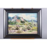 Richard Priest: oil on canvas, "Red Rock Country, Sidona, Arizona", 10 1/2" x 15", in black