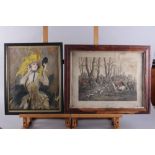 A collection of pictures and prints, including a hunting print, a print after H Matisse, a pair of