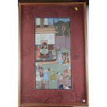 Four Indian/Mughal watercolours, landscapes with figures, in gilt strip frames, various sizes