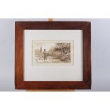 Eugene Lami?: a 19th century sepia study of Napoleonic soldiers, 5" x 9", in rosewood frame