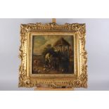 Attributed to Herring: oil on board, farm animals, 12" x 13", in carved gilt frame
