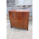 A 19th century mahogany bowfront chest of two short and three long graduated drawers with knob