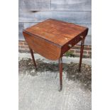 A pair of 19th century mahogany Pembroke tables, fitted one drawer with brass knob handles, on