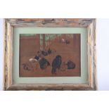Horace Mann Livens, '36: bodycolours on card, study of chickens, 9 1/4" x 13 1/4", in painted frame