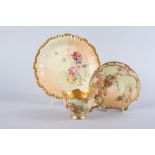A late 19th century Worcester blush ivory floral and gilt decorated cabinet cup and saucer, and a