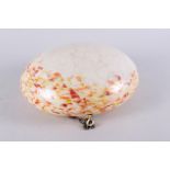 A white, orange and yellow coloured glass ceiling light shade, 12 1/2" dia