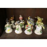 Eight Peter Barrett Franklin Mint bisque bells, decorated various birds, 5 1/4" high, including "The