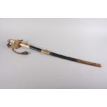 An early 20th century 1827 pattern naval dress sword with knot and scabbard