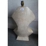 A marble effect shaped table lamp, 23 3/4" overall