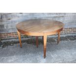 A 19th century mahogany and box line inlaid extending dining table with two leaves, on square