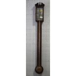 A late Georgian mahogany and box and ebony feather banded stick barometer by Pinchetti and Co