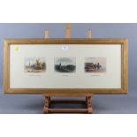 James C Batkin: triptych watercolours, "Salisbury Cathedral", "Stonehenge" and "Nr Bournemouth", 3
