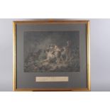 After Morland: a 19th century engraving, "Dogs", in gilt frame