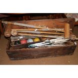 A croquet set, in case, with accessories and extra mallets