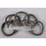 Five African bronze manilla "slave bangles"
