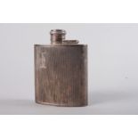 A 1960s silver spirit flask with engine turned decoration, 5oz troy approx