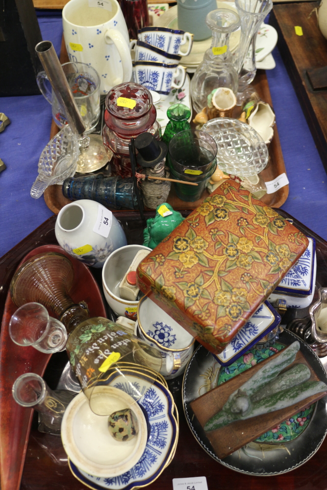 An assortment of ceramics and glass, including a Keith Murray jug (chipped) a glass specimen vase