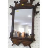 A polished as walnut wall mirror of early Georgian design, plate 15" x 10"