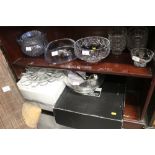 A Waterford John Rocha bowl, 14" dia, a silver plated mounted punch bowl, and a quantity of glass