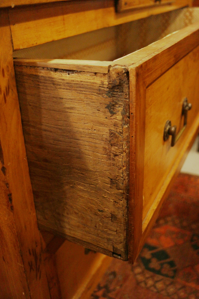 A 19th century French provincial fruitwood commode, fitted slide over two drawers, on square taper - Image 3 of 3