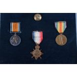 A WWI medal trio, awarded to 2378 PTE G R Monck Worcester Yeomanry, mounted on card