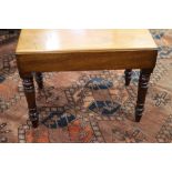 A late 19th century mahogany bidet stool (no liner), on turned supports, 23" wide x 14 1/2" deep x