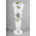 A Herend trumpet vase, decorated flowers and butterflies, 9" high