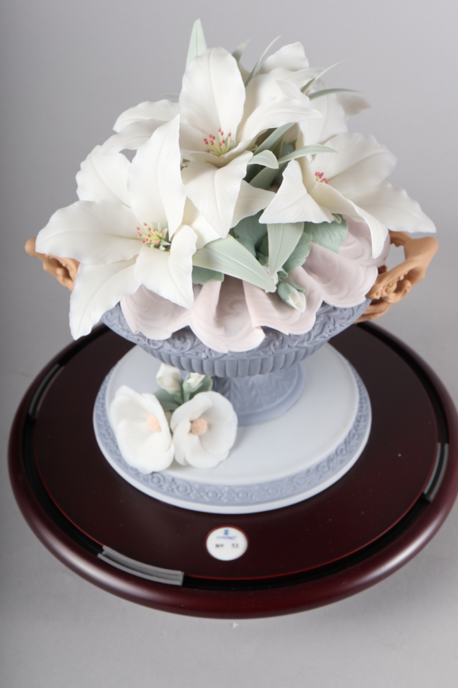 A Lladro porcelain arrangement under a glass dome, "Floral Harmony No 44", 16" high, a similar - Image 2 of 5