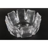 A clear glass octagonal Orrefors bowl, 8 3/4" wide x 5" high