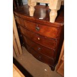 A 19th century mahogany and line inlaid bowfront chest of two short and three long drawers with