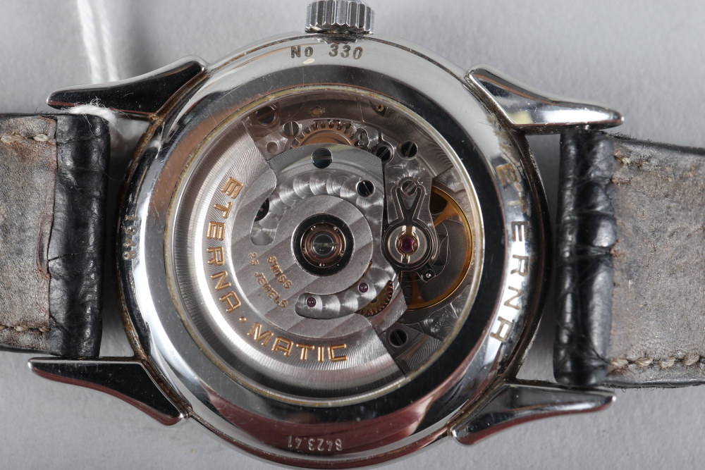 A gentleman's stainless steel cased Eternamatic wristwatch with automatic movement and black dial - Image 2 of 2