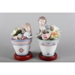 A Lladro porcelain figure, "Butterfly Fantasy", 6" high, and a companion figure, "Bumblebee