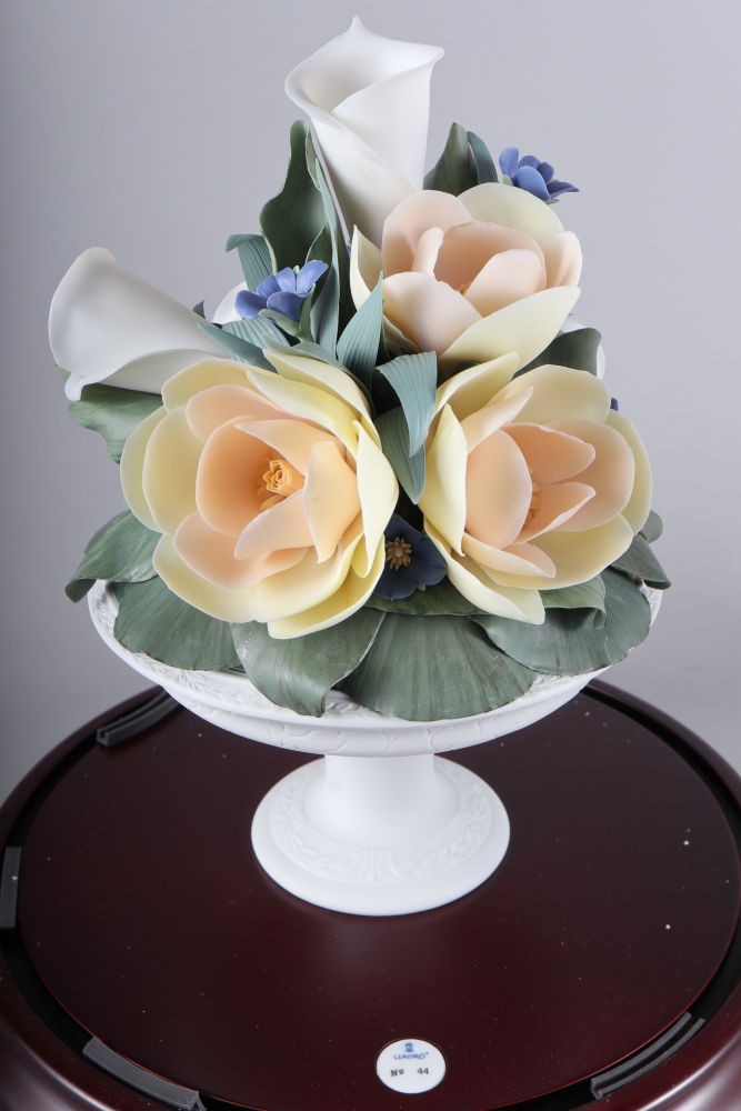 A Lladro porcelain arrangement under a glass dome, "Floral Harmony No 44", 16" high, a similar - Image 5 of 5