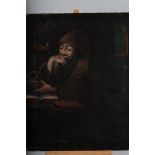 An 18th century oil on canvas, Saint Francis of Assisi with skull, 25 1/2" x 20", unframed