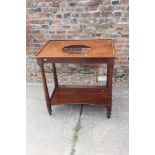A 19th century mahogany two-tier wash stand with bowl and jug, on turned supports, 30" wide x 19"